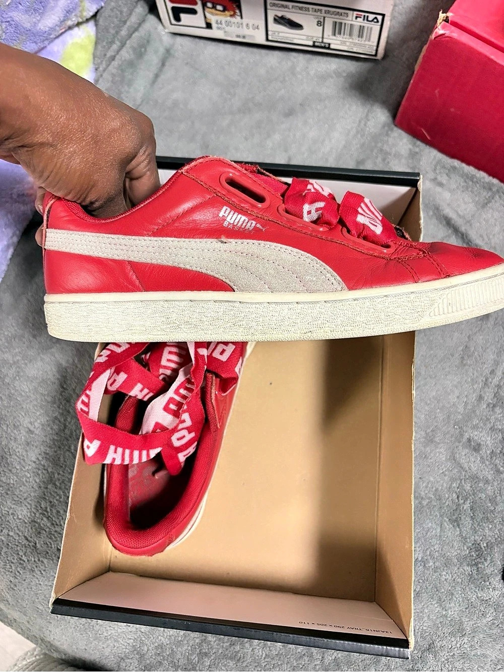 Puma Basket Heart DE Toreador/Puma White Sneakers Red & White US 5.5